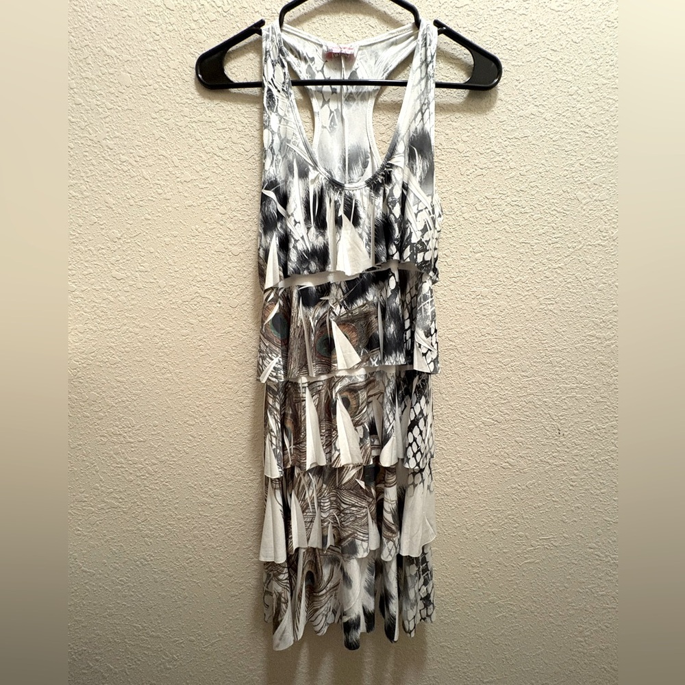 Pretty woman Y2K peacock layered ruffle mini dress